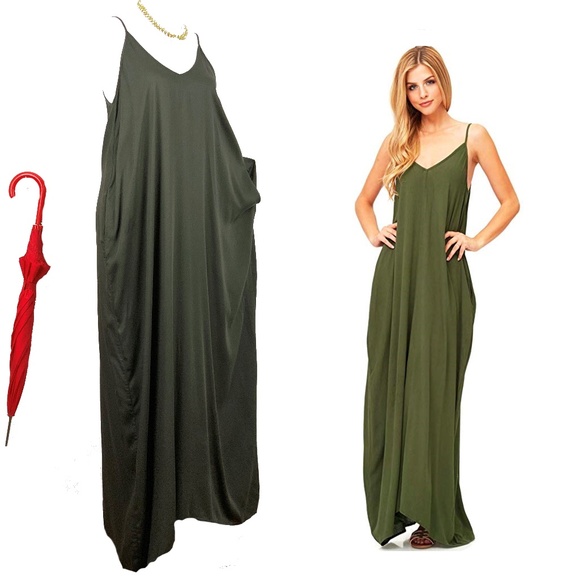 Love Stitch Dresses & Skirts - New Love Stitch Olive Summer Maxi Dress Sz M/L